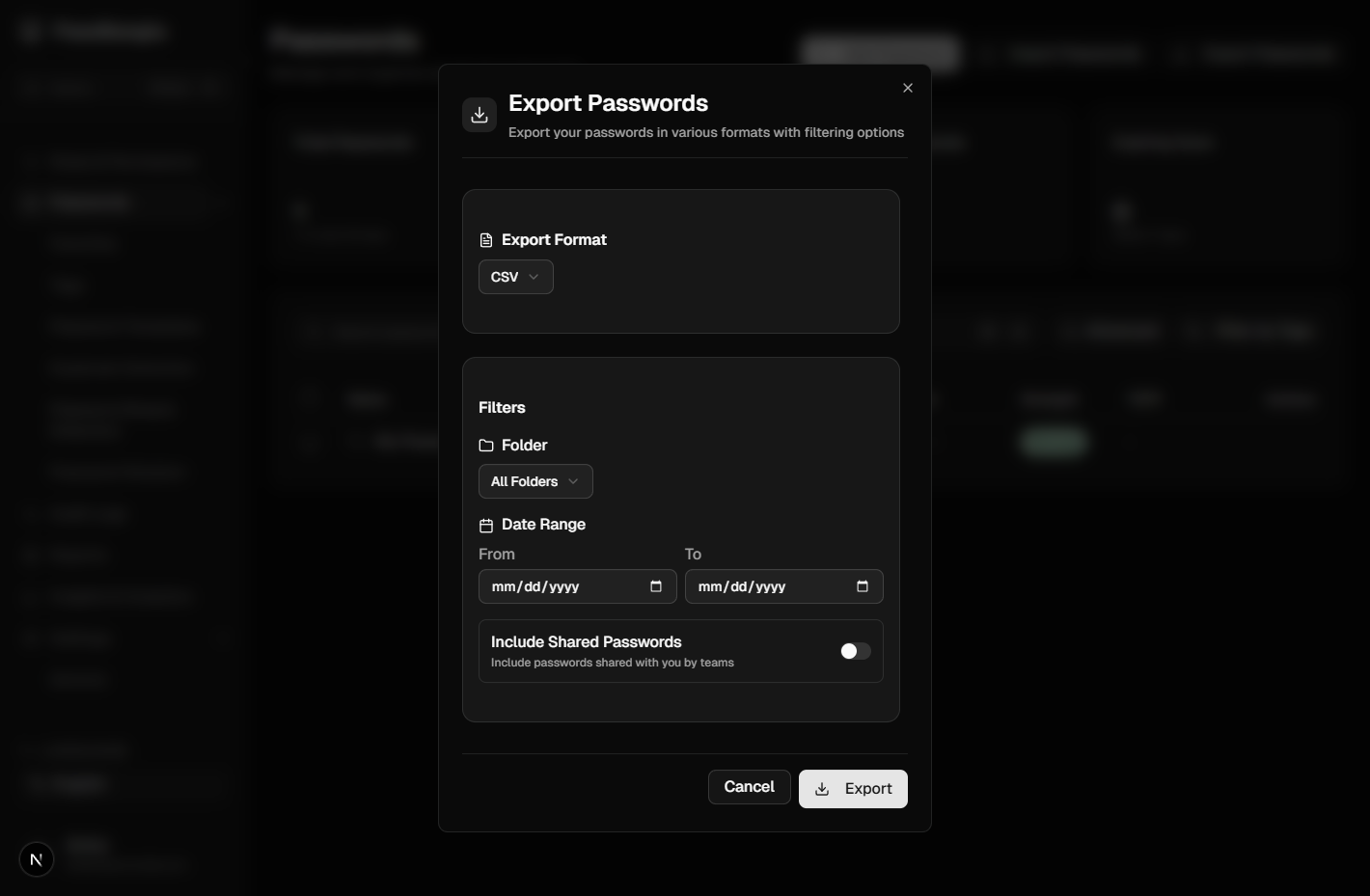 Export Passwords